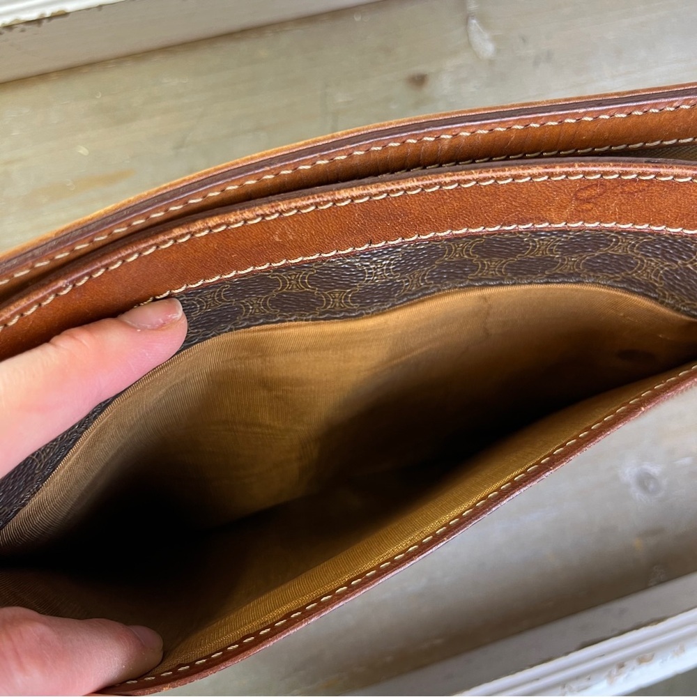 Vintage Celine Macadam Wristlet Zip Clutch Brown Retro Pouch Old Money Quiet Lux - Picture 11 of 16